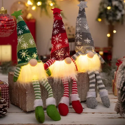 LED Christmas Gnomes – Cozy Knitted Faceless Dolls for a Magical Holiday!