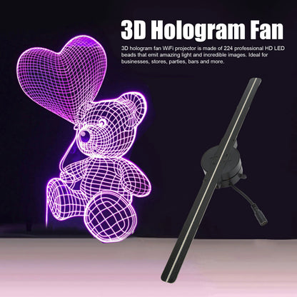 Projetor de ventilador com holograma 3D – Tela Wi-Fi de 16,5 polegadas