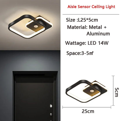 Luminária de teto LED inteligente com sensor de movimento para casa.