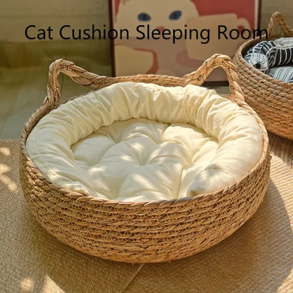 NinhoVime CozyNest – Cama de vime feita à mão para gatos | Conforto natural para todas as estações 