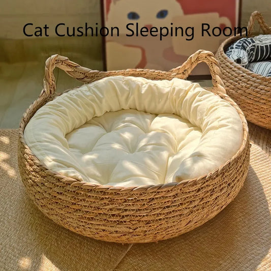 NinhoVime CozyNest – Cama de vime feita à mão para gatos | Conforto natural para todas as estações 