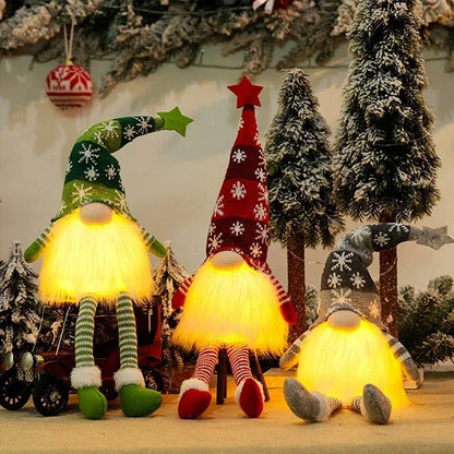 Gnomos de Natal com LED – Bonecos de tricô aconchegantes e sem rosto para um Natal mágico! 