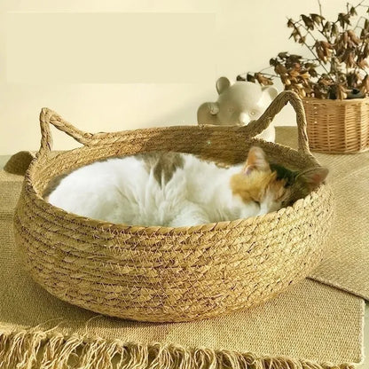 NinhoVime CozyNest – Cama de vime feita à mão para gatos | Conforto natural para todas as estações 
