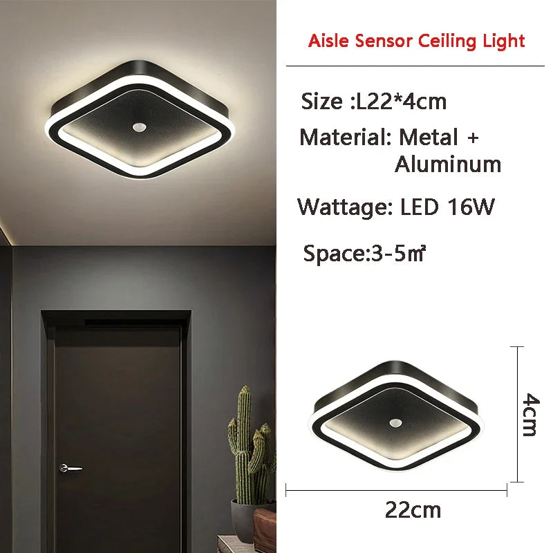 Luminária de teto LED inteligente com sensor de movimento para casa.