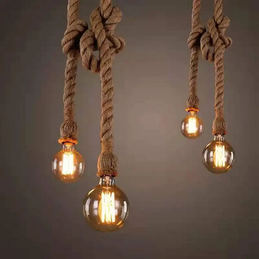 Vintage Hemp Rope Pendant Lamp – E27 Industrial Light