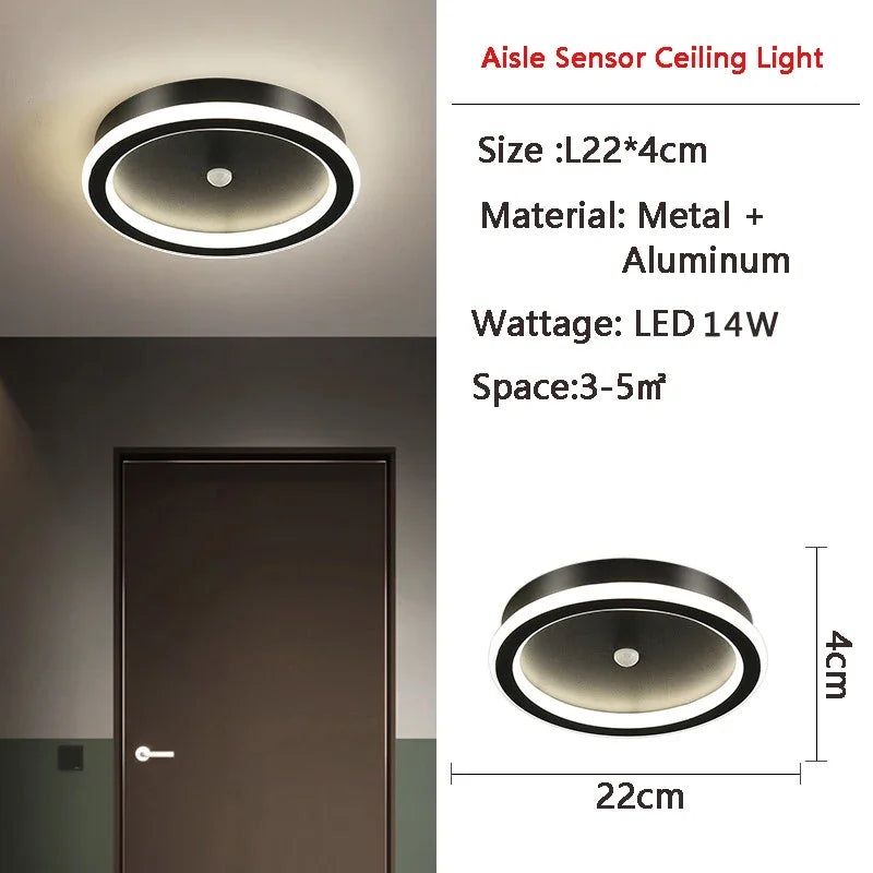 Luminária de teto LED inteligente com sensor de movimento para casa.