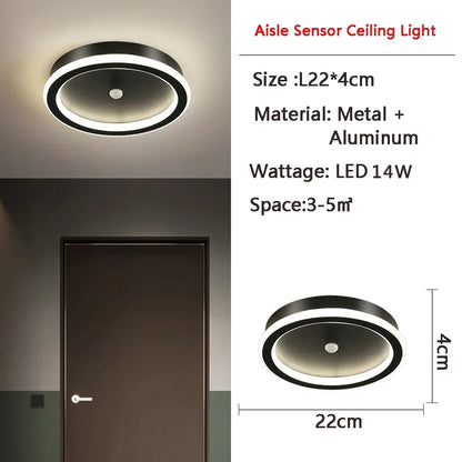 Luminária de teto LED inteligente com sensor de movimento para casa.